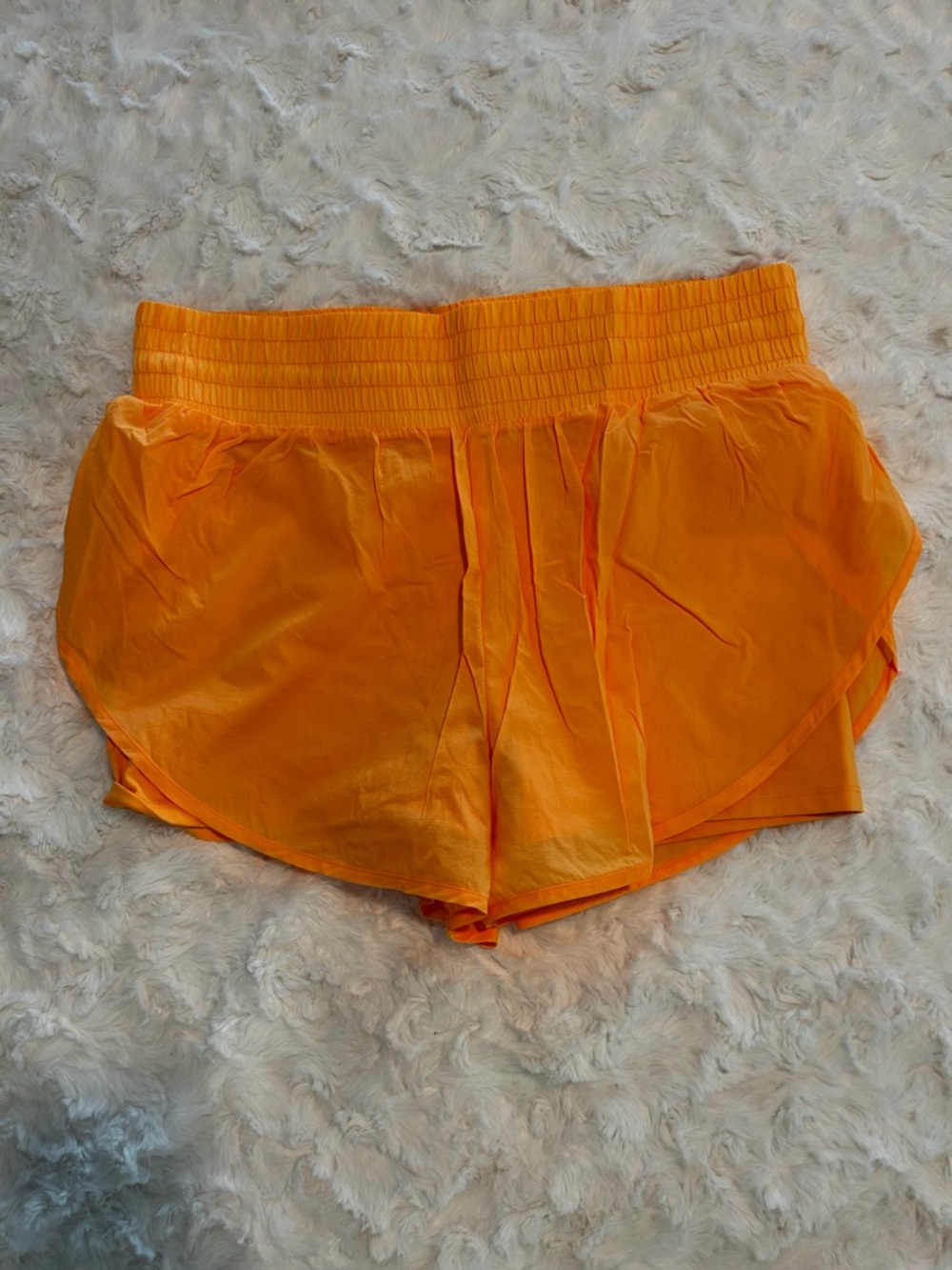 all in motion Neon Orange Layered Athletic Shorts with Smocked Waist